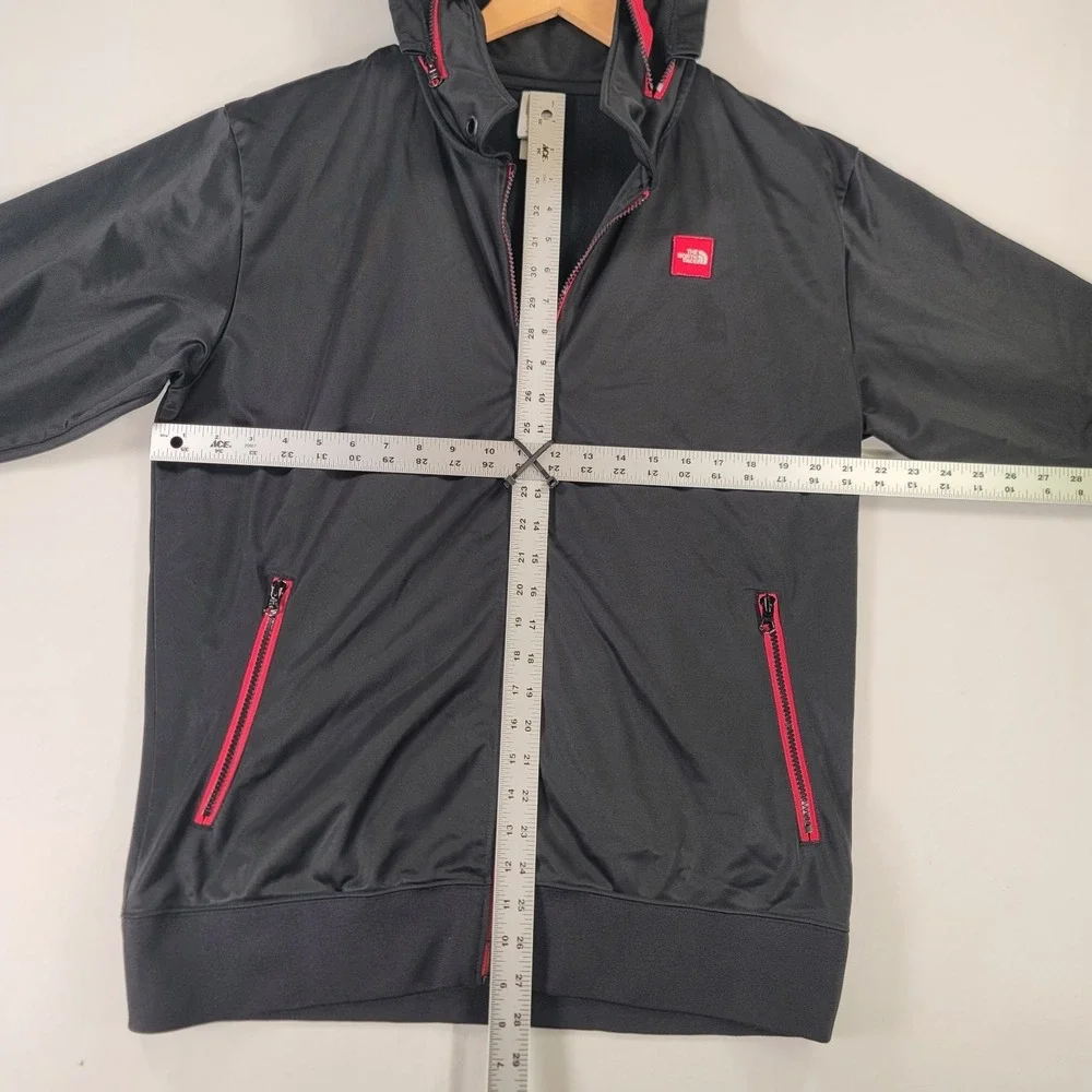 The North Face Hooded Full Zip Jacket Black Red Hidden Hood Men's Large